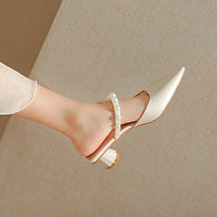 Women's Closed Toe Chunky Pointed Front Bag Heels