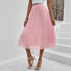 Skirt Solid Color Chiffon Pleated Skirt