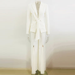 Socialite Plissee-Reißverschlusshose Schnürset Zweiteiliges Blazer-Anzugset