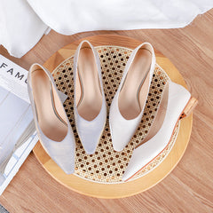 Chaussures basses à bout carré pour femme, épaisses et galvanisées