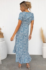 Supply Kurzärmliges Cardigan-Kleid mit V-Ausschnitt und Print und Schnürung