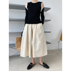 High Waist Slimming Puffy A line Dress Skirt Elastic Waist Mid Length Big Hem Umbrella Skirt