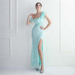 Imitation Handmade Sequin Craft Appreciation Dinner Slim Fit Fishtail Wedding Car Model Exhibition Cocktail