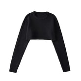 Tenue décontractée courte et décontractée, pull ras du cou, col rond, doux et gluant, haut court