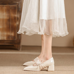 Women's Jane Patent High Pumps Square Toe Heels