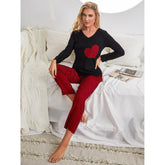Pyjamas Weihnachten Plaid Love Langarm Homewear Set