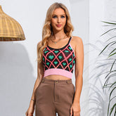 Gilet tricoté sans manches à imprimé cœur, couleur contrastée, petite écharpe, vêtement d'extérieur doux