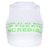 round Neck Sleeveless Printed Slim Fit Cropped Vest