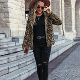 Veste décontractée en flanelle à capuche et manches longues avec fermeture éclair et motif animal