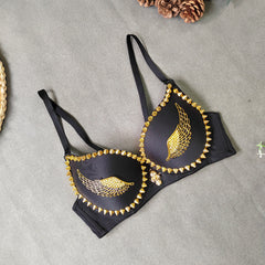 Golden Angel Wings Beaded Corset Short Chest Seamless Bare Back Body Shaping Bullet Tube Top