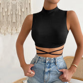 Ultra Short Slim Fit Lace up Shaped Sleeveless Vest