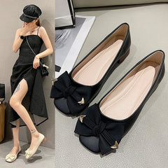 Women's Bottom Pumps Spring Bow Comfortable Peas Shallow Mouth