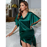Pajamas Silk like High Grade Home Wear Ice Silk Satin Nightdress