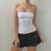Einfarbiger Pullover, ärmellos, schulterfrei, schlicht, lässig, Tube-Top