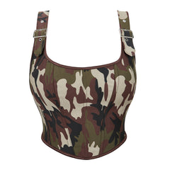 Camouflage-Tube-Top mit verstellbaren Schultergurten und Push-up-Oberteil