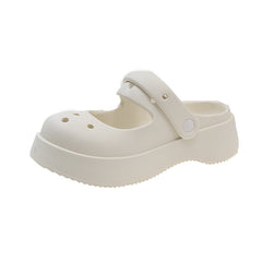 Women's Feeling Summer Platform Black Mary Jane Slippers