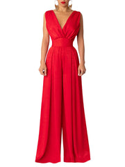 Elegant Slim High Waist Solid Color Jumpsuit