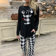 Christmas Elements Printed Homewear Long Sleeve Top Trousers Two Piece Set