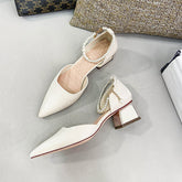 Damen Leere Chunky Pumps im koreanischen Stil mit spitzer Zehenpartie