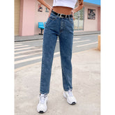 Jean taille haute ample amincissant drapé pantalon large pantalon long