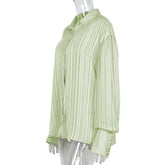 Supply Hollow Out Cutout Loose Cardigan Shirt Collar Sheer Long Sleeve Shirt