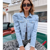 Jeansmantel mit Polokragen und Tasche