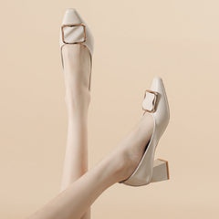 Women's Chunky Mid Square Toe Low