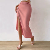Split Office Pink Sheath Skirt