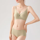 Ensemble de soutien-gorge sans coutures, floqué 3D, en silicone, doux, maintien, fin et confortable