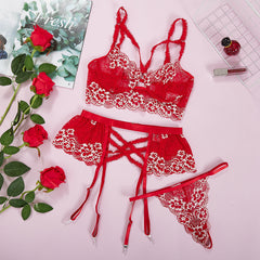 Christmas Split Double Color Lace Lace Lingerie