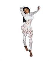 Nightclub Eye Mesh Jumpsuit Stretch Tight Jumpsuit