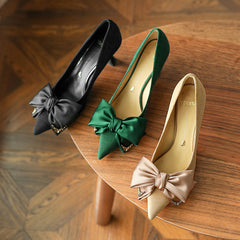 Women's Bowknot Autumn Authentic High Stiletto French