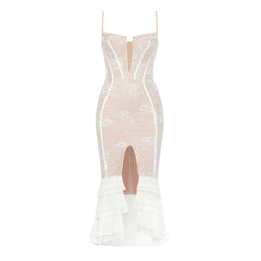 Bandage Dress Lace Ruffled Slit Sheath Fishtail Cami Dress Bandage Dress