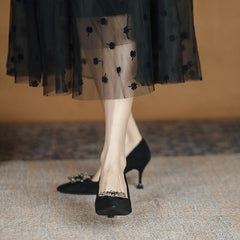 Boucles d'oreilles à strass noires style déesse pour femme