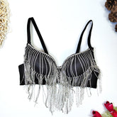 Diamant-Perlen-Quaste Korsett mit Stäbchen Unterwäsche Oberbekleidung Ultrakurzes Bauchtanz Beauty Back Tube Top Großes rückenfreies