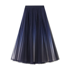 Starry Sky Gradient Gauze Skirt Pleated Mesh Skirt Western Large Swing Skirt Skirt