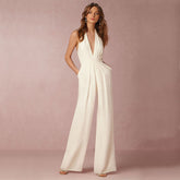 Creative Sleeveless Halter Pocket Loose Jumpsuit