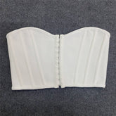 Tube Top Exposed Cropped Boning Corset Off Shoulder Cinched Waist Slim Fit Bandage Small Top