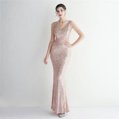 Sequin Craft Beaded Party Dress Long Cocktail Slim Fit Evening Dress Elegant Elegant Cool Beautiful