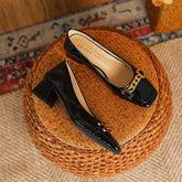 Escarpins à talons hauts et épais pour femmes, avec décoration en métal