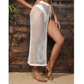 Beach Sun Protection Hollow Out Cutout out See through High Slit Side Strap Knitted Skirt