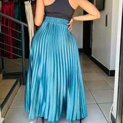 High Waist Elegantable Large Swing A Line Skirt Pleated Skirt