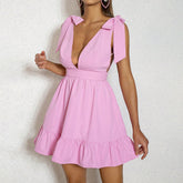 Kleid mit tiefem V-Ausschnitt, ärmellos, süßes Unterkleid