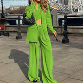 Stilvolles Langarm-Blazer-Anzug-Set, lässige Hose, zweiteiliges Set