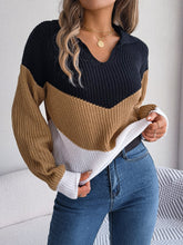 Pull en maille à manches longues et col contrasté décontracté