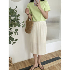 Back Slit Organ Pleated Skirt High Waist Slimming Pleated Skirt