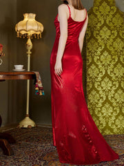 Slim Strap Wedding Bridal Gown Bridesmaid Wedding Dress Trailing