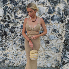 Dress Backless Elegant Slim-fit Night Show Hollow Out Cutout Cami Dress