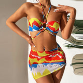 Bikini Dreiteiliges Set Bunter Badeanzug Strandmode Bikini