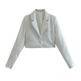 Glossy Short Blazer Glossy Mini Skirt Mid Length Skirt Set